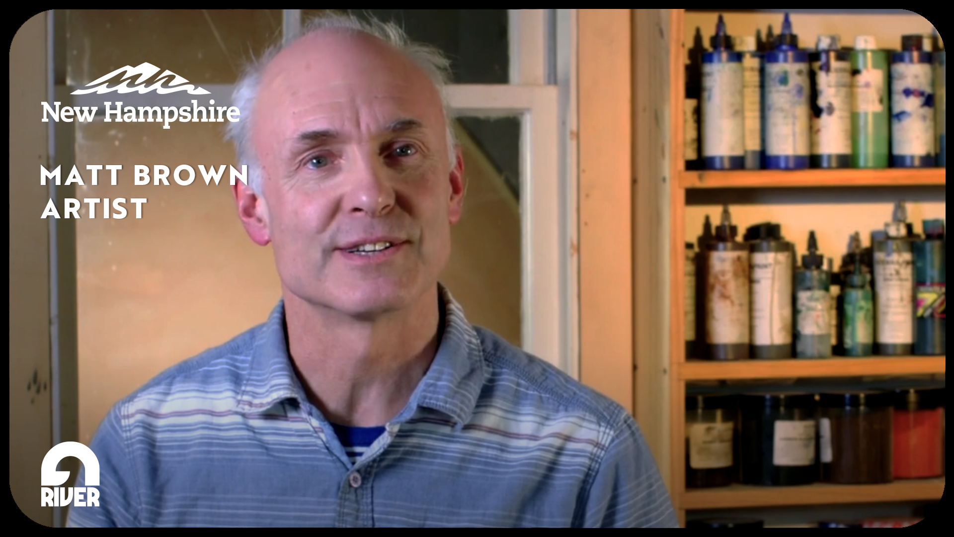 Screenshot of a video created by Granite River Studios, in partnership with an Artist giving a professional quality video testimonial.