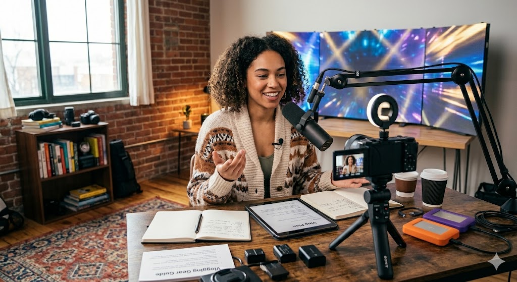 Lady Filming For Blogs